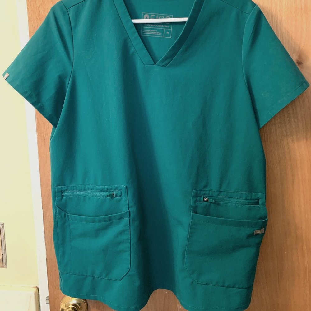 Hunter Green Figs - rare four-pocket zipper scrub